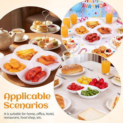 PRETYZOOM Multi-Grid Snack Plate White Fruit Tray Serving Tray for Dried Fruit Candy Nuts and Snacks Sectioned Serving Platter for Dining Table Party Entertaining 10.47 X 10.47 X 1.33 in