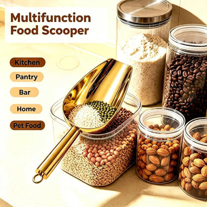 Stainless Steel Ice Scoop, 12oz Multi-Purpose Food Scoop, Heavy Duty Kitchen Scoop for Ice, Grain, Flour, Coffee Bean, Bar Kitchen Household Daily Use
