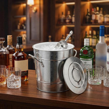 Insulated Ice Bucket with Lid & Scoop – 4L Ice Chiller