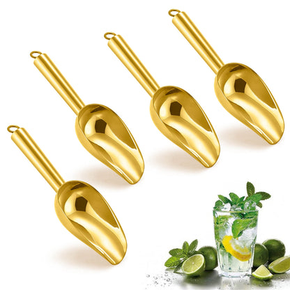 Herogo 3oz Mini ice Scoop Set of 2, Small Stainless Steel Scooper for Candy/Flour/Bean/Pet Food/ Ice Cube, Metal Utility Scoops for Kitchen Bar Party Wedding, Dishwasher Safe & Heavy Duty