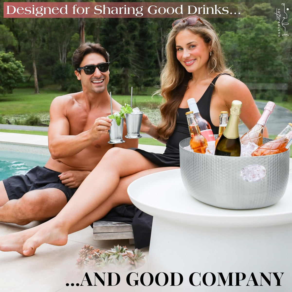 Gusto Nostro Large Beverage Tub for Parties - Metal Tub for Wine Bottles,Champagne,Beers - High Capacity Ice Bucket for Drinks - Extra Large Ice Buckets for Parties (22 qt) Outdoor Party Drink Bucket