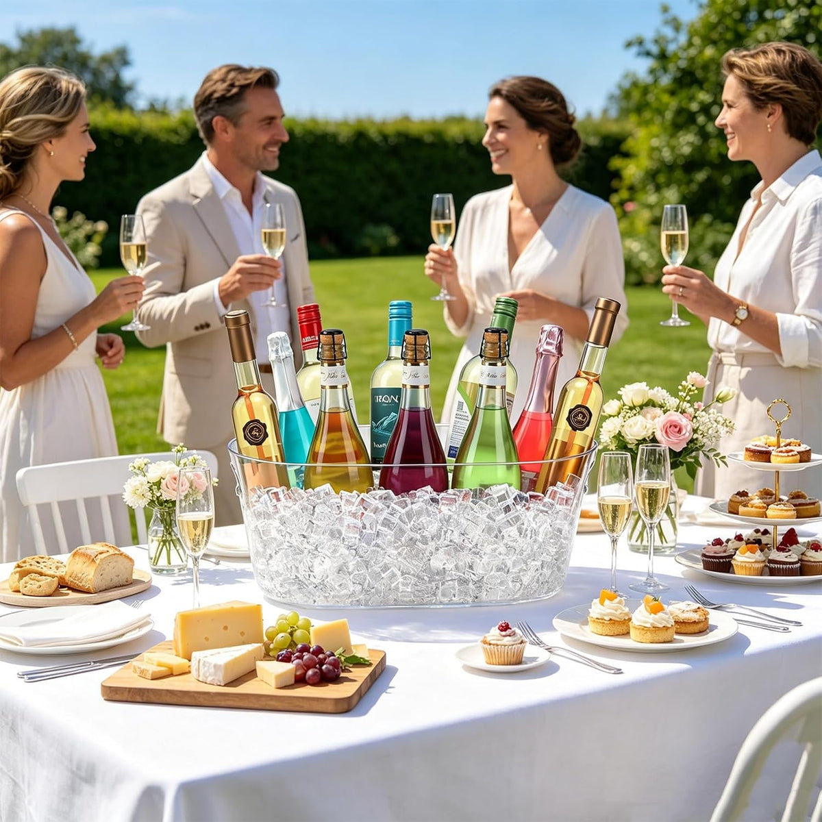 2 PCS Ice Buckets for Parties, 15L Large Ice Bucket, 4 Gallon Clear Acrylic Champagne Ice Buckets with 2 Scoops, Beverage Tub Mimosa Bar Supplies for Champagne, Beer, Cocktail
