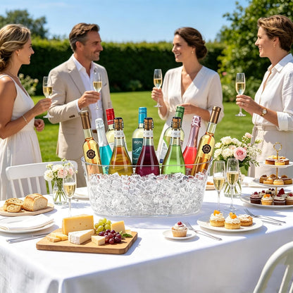 2 PCS Ice Buckets for Parties, 15L Large Ice Bucket, 4 Gallon Clear Acrylic Champagne Ice Buckets with 2 Scoops, Beverage Tub Mimosa Bar Supplies for Champagne, Beer, Cocktail
