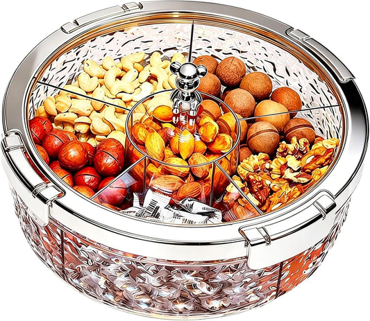 Snack Tray with Lid, 6-Compartment Clear Storage Box