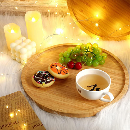 Meanplan 5 Pcs FAL Round Charcuterie Board Bamboo Tray, 8 Inch