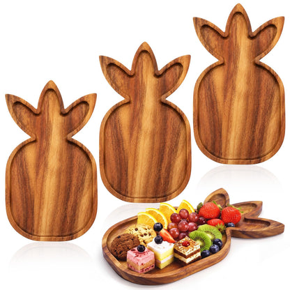 Geetery 4 Pack Pineapple Shaped Serving Trays Wooden Charcuterie Boards