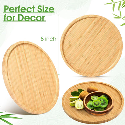Meanplan 5 Pcs FAL Round Charcuterie Board Bamboo Tray, 8 Inch