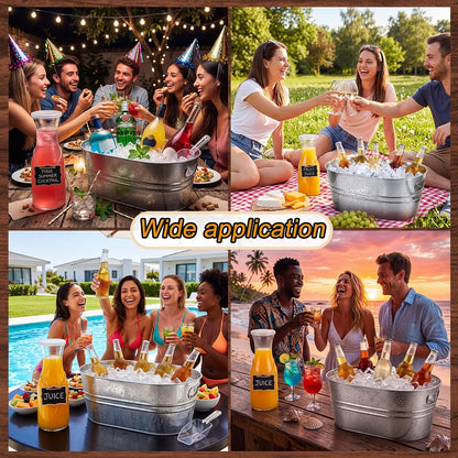 Rtteri 2 Set Galvanized Tub Ice Bucket for Parties Large Metal Drink Bucket