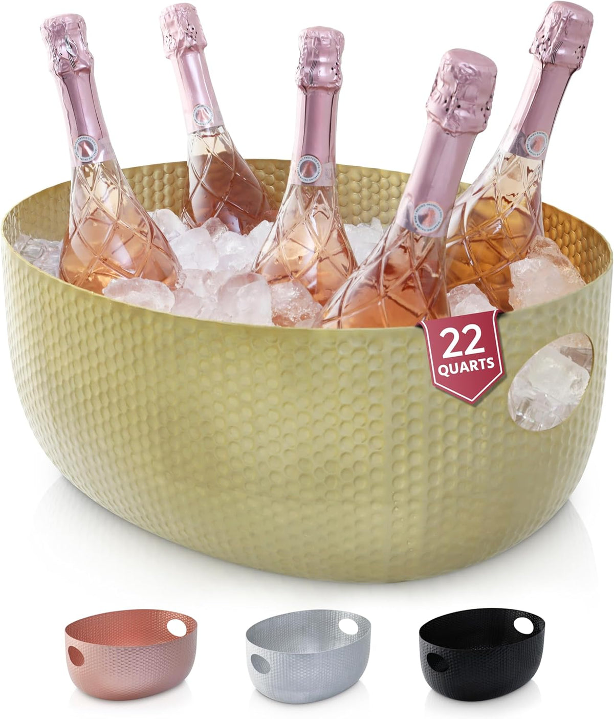 Gusto Nostro Large Beverage Tub for Parties - Metal Tub for Wine Bottles,Champagne,Beers - High Capacity Ice Bucket for Drinks - Extra Large Ice Buckets for Parties (22 qt) Outdoor Party Drink Bucket