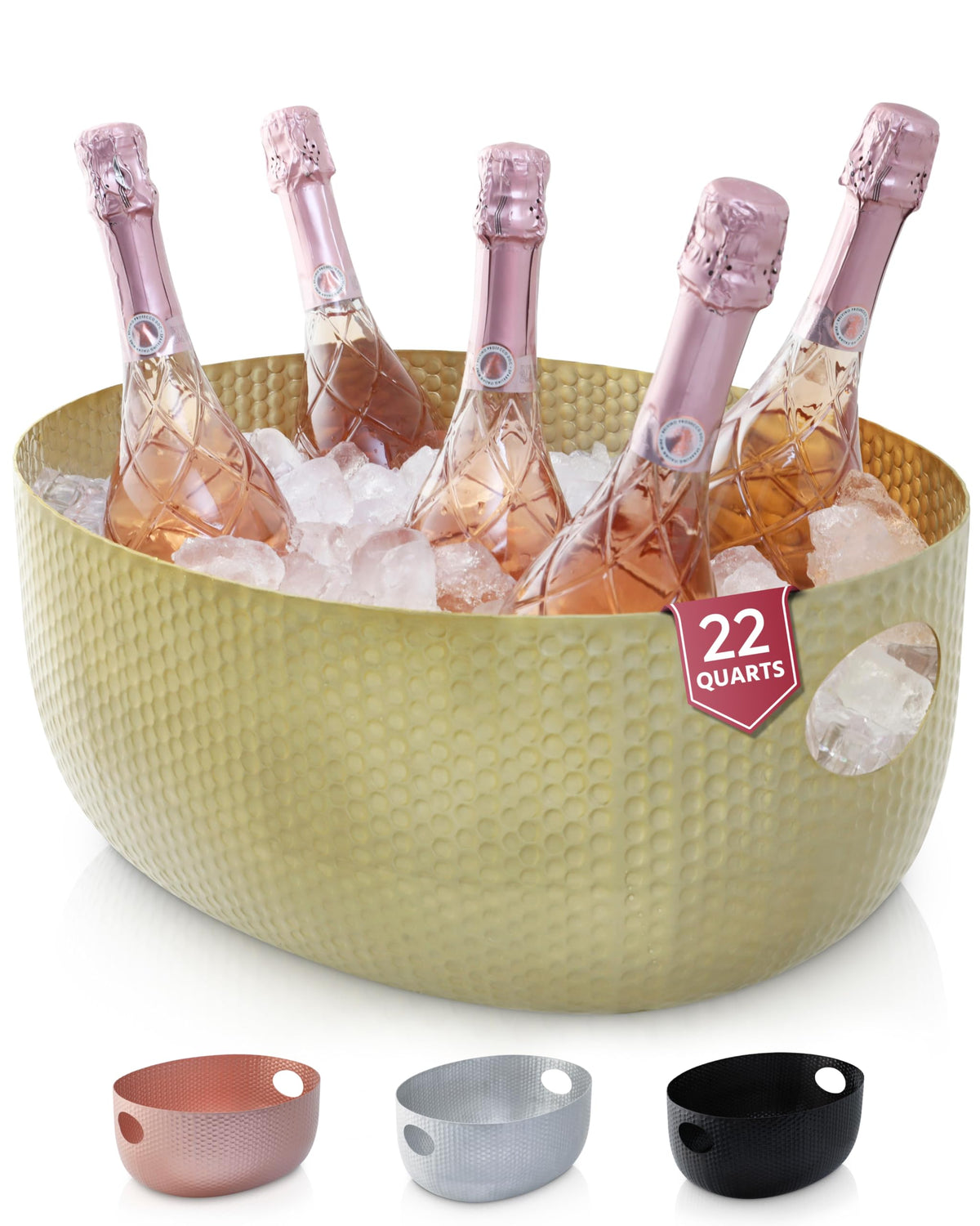 Gusto Nostro Large Beverage Tub for Parties - Metal Tub for Wine Bottles,Champagne,Beers - High Capacity Ice Bucket for Drinks - Extra Large Ice Buckets for Parties (22 qt) Outdoor Party Drink Bucket