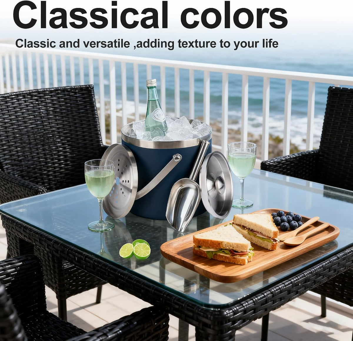 3L Double-Wall Insulated Stainless Steel Ice Bucket for parties