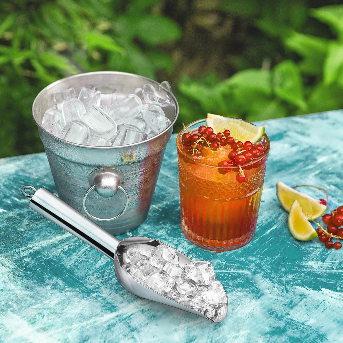LIANYU Metal Ice Scoop Set of 4, 3 Oz Stainless Steel Small Ice Scooper