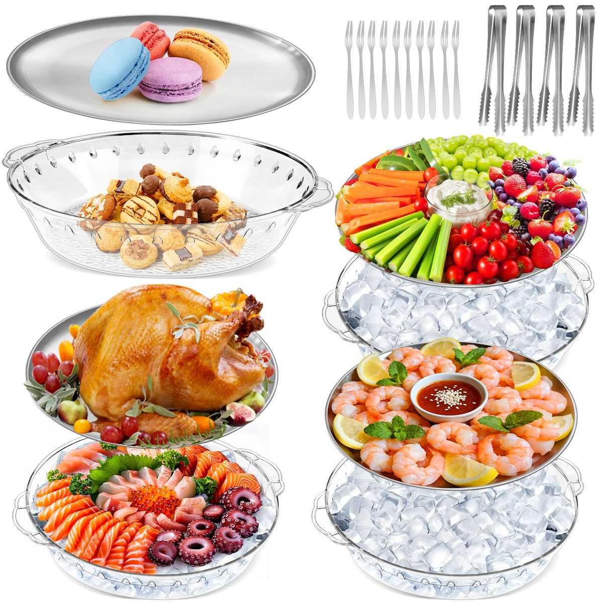 Chilled Serving Trays for Parties, Set of 3, 11.8"