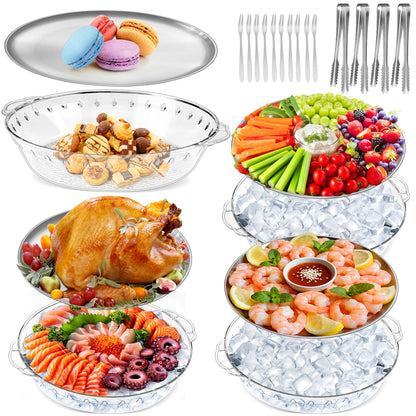 Chilled Serving Trays for Parties, Set of 3, 11.8"