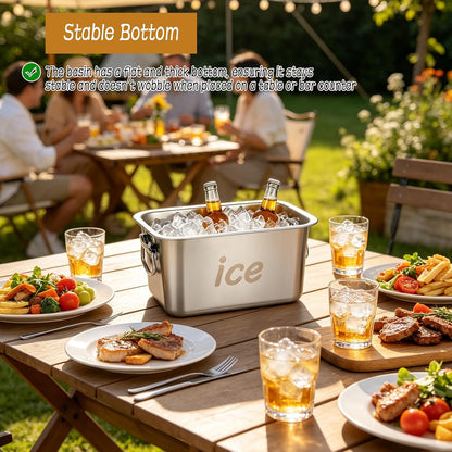 Strainless Steel Beverage Tub Ice Buckets for Parties Metal Beverage Tub Wine Bucket with Scoop Champagne Bucket for Parties Wine Beer Bottle Drinks Dishwasher Safe