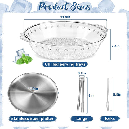 Chilled Serving Trays for Parties, Set of 3, 11.8"