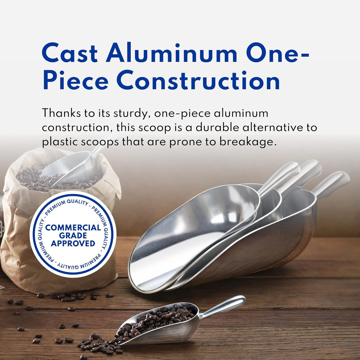 New Star Foodservice 34547 Round Bottom Bar Ice Scoop, 24-Ounce, Silver
