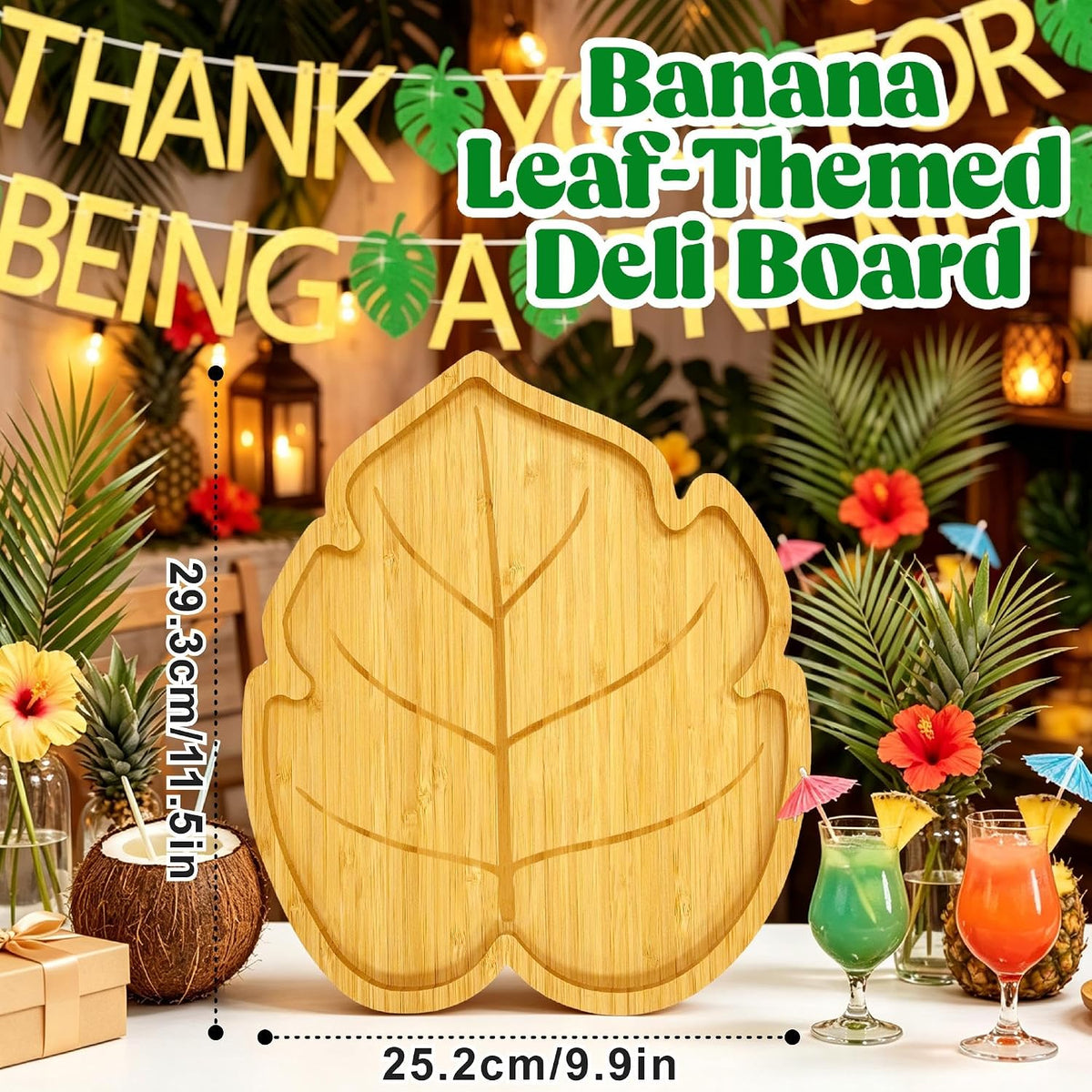 Tropical Charcuterie Board Palm Leaf Hawaii Luau Birthday Party Decorations