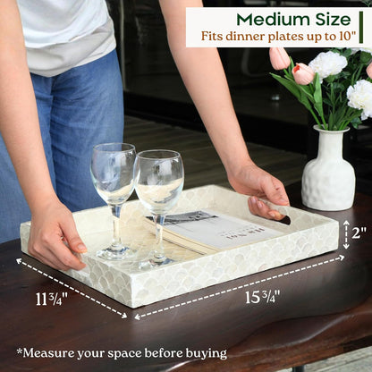 CHI AN HOME 15.8" x 11.8" Capiz Shell Decorative Tray, Coastal Serving Tray