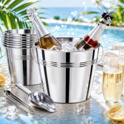 Zopeal 24 Pcs Galvanized Beer Buckets with Scoops Tongs, Retro