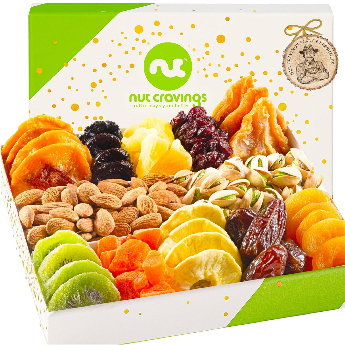 NUT CRAVINGS - Dried Fruit & Mixed Nuts Gift Basket (12 Assortments)