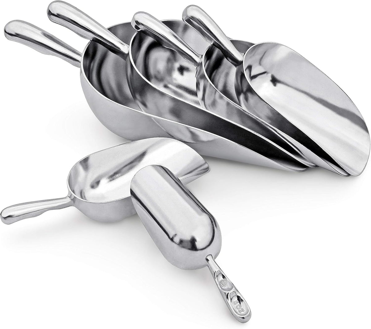 New Star Foodservice 34509 Cast Aluminum Ice Scoop, 5-Ounce, Silver