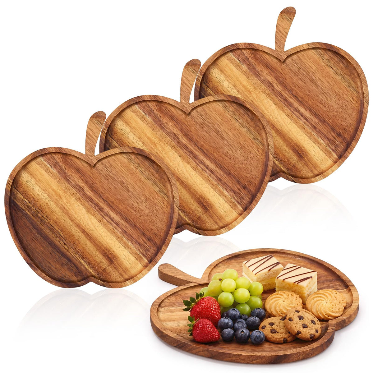 Geetery 4 Pack Pineapple Shaped Serving Trays Wooden Charcuterie Boards