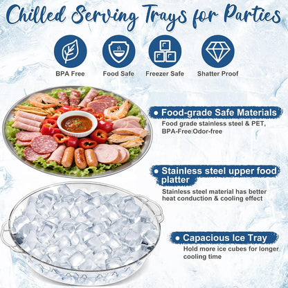 Chilled Serving Trays for Parties, Set of 3, 11.8"