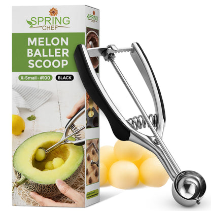 Spring Chef Large Stainless Steel Cookie Scoop, #20, 2.93 Tablespoon, Black
