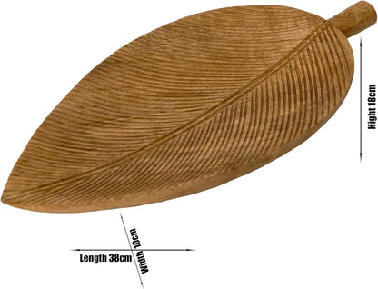 Leaf-Shaped Dried Fruit Tray Creative Snack Dish for Home Practical Serving Plate for Fruits and Snacks Wooden for Living s (38 X 10 X 18 cm)