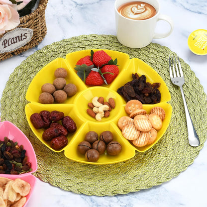 12 Pcs Plastic Snack Serving Tray, Chip and Dip Serving Tray, Sectioned, Divided Plates Platter for Snack, Nuts, Candy, Dried Fruit, Veggies