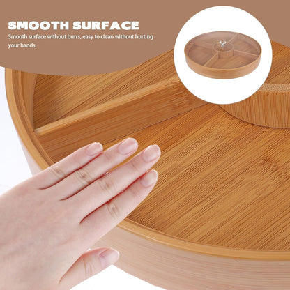 DOITOOL Bamboo Snack Tray with Lid 4-Compartment Divided Platter for Nuts Dried Fruit Candy Serving Food Storage Tray for Home Dining 11.81 X 11.81 X 1.96 in