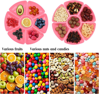 12 Pcs Plastic Snack Serving Tray, Chip and Dip Serving Tray, Sectioned, Divided Plates Platter for Snack, Nuts, Candy, Dried Fruit, Veggies