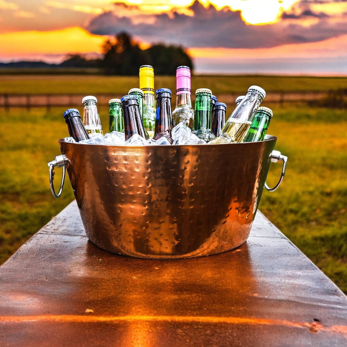 BREKX Insulated Stainless Steel Beverage Tub & Ice Bucket, Rose, 12Qt