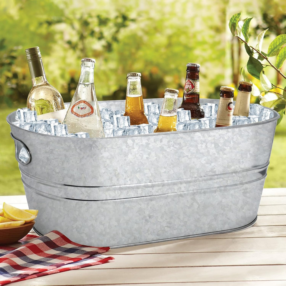 2 Pack 4 Gallon Galvanized Ice Buckets Beverage Tubs for Parties
