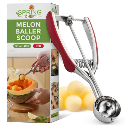 Spring Chef Large Stainless Steel Cookie Scoop, #20, 2.93 Tablespoon, Black