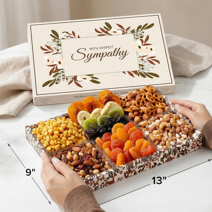 Broadway Basketeers Sympathy Dried Fruit and Nuts Gift Basket – Premium Kosher Condolence Nuts and Dried Fruit Tray for Families & Loved Ones – Bereavement Gifts Basket for Funerals, Memorials & Shiva