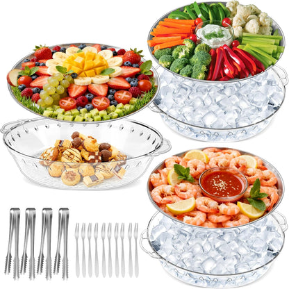 Chilled Serving Trays for Parties, Set of 3, 11.8"