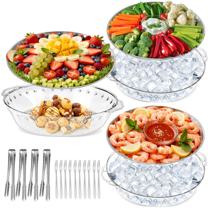 Chilled Serving Trays for Parties, Set of 3, 11.8"