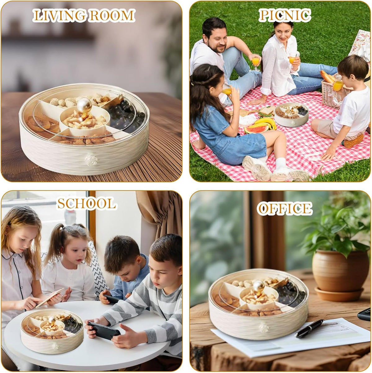 Modern Luxury Snack Box with Lid – Elegant Dry Fruit, Nut & Candy Organizer Tray for Living Room or Gift Giving