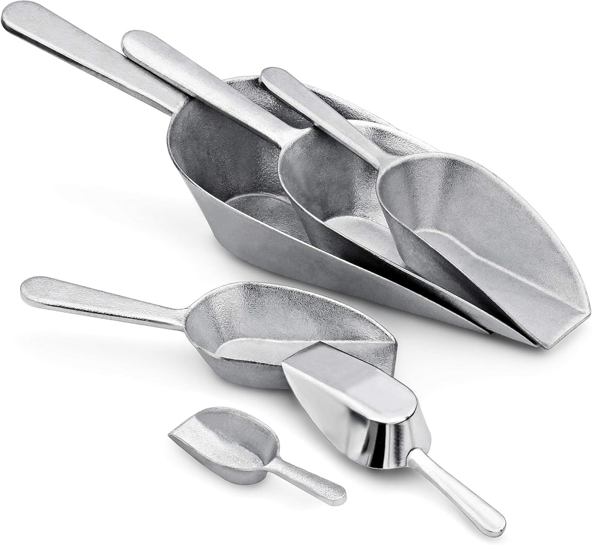New Star Foodservice Cast Aluminum Flat Bottom Scoop, 2-Ounce, Silver