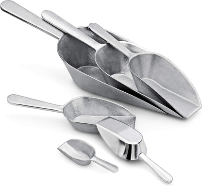 New Star Foodservice Cast Aluminum Flat Bottom Scoop, 2-Ounce, Silver