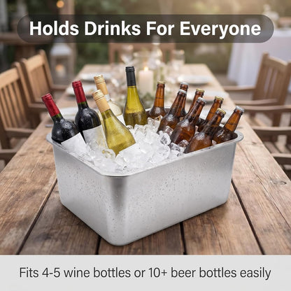 27 Quart Stainless Steel Ice Bucket, 25.8L/6.8 Gallon Large Beverage Tub