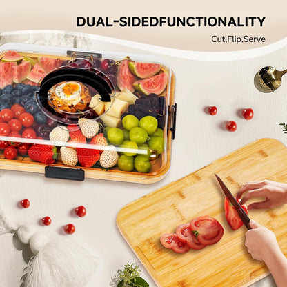 Portable Charcuterie Board with Lid, Cheese, Veggie & Snack Tray