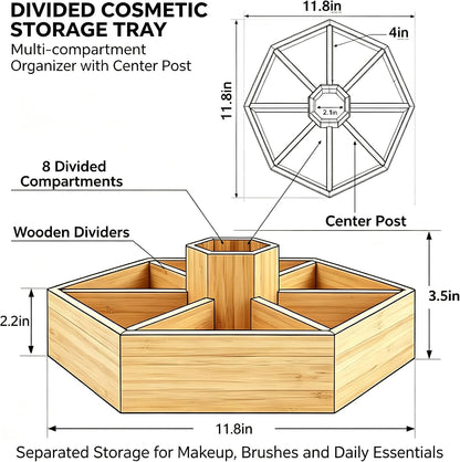 Bamboo Snack Tray, 8 Compartment Serving Tray, Party Platter