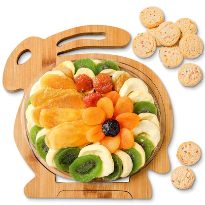 Dried Fruit Gift Basket- Heart Shaped Food Tray- Gourmet Assortment of Premium Tropical Fruits in Reusable Bamboo Heart Basket – Healthy Holiday Snack Gift for Love, Thank you, Corporate Gifting- Bonnie and Pop