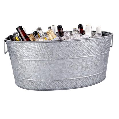 BREKX Heavy-Duty Stainless Steel Beverage Tub for Parties, Large, Oval