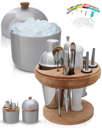 Gusto Nostro 4.1L Insulated Ice Bucket with Lid and Tongs, Double Wall Stainless Steel Ice Bucket Large, BPA Free Ice Bucket for Cocktail Bar, Keeps Champagne, Wine, Beer Chill for Parties