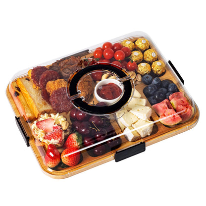 Portable Charcuterie Board with Lid, Cheese, Veggie & Snack Tray