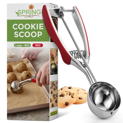 Spring Chef Large Stainless Steel Cookie Scoop, #20, 2.93 Tablespoon, Black